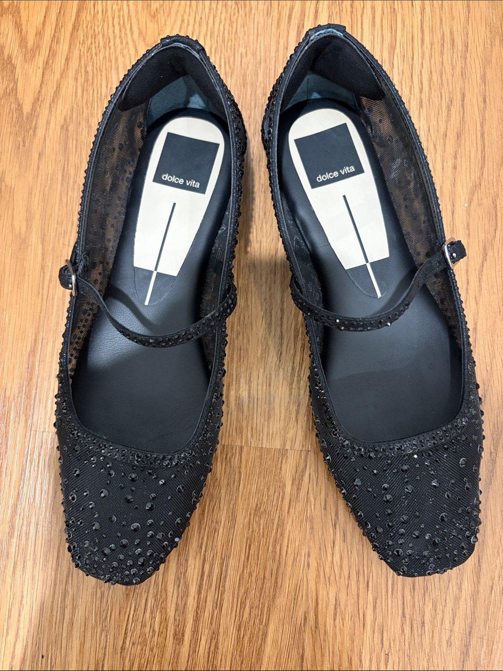 Dolce Vita Reyes Mary Jane Flat Black Mesh Beaded Size 7